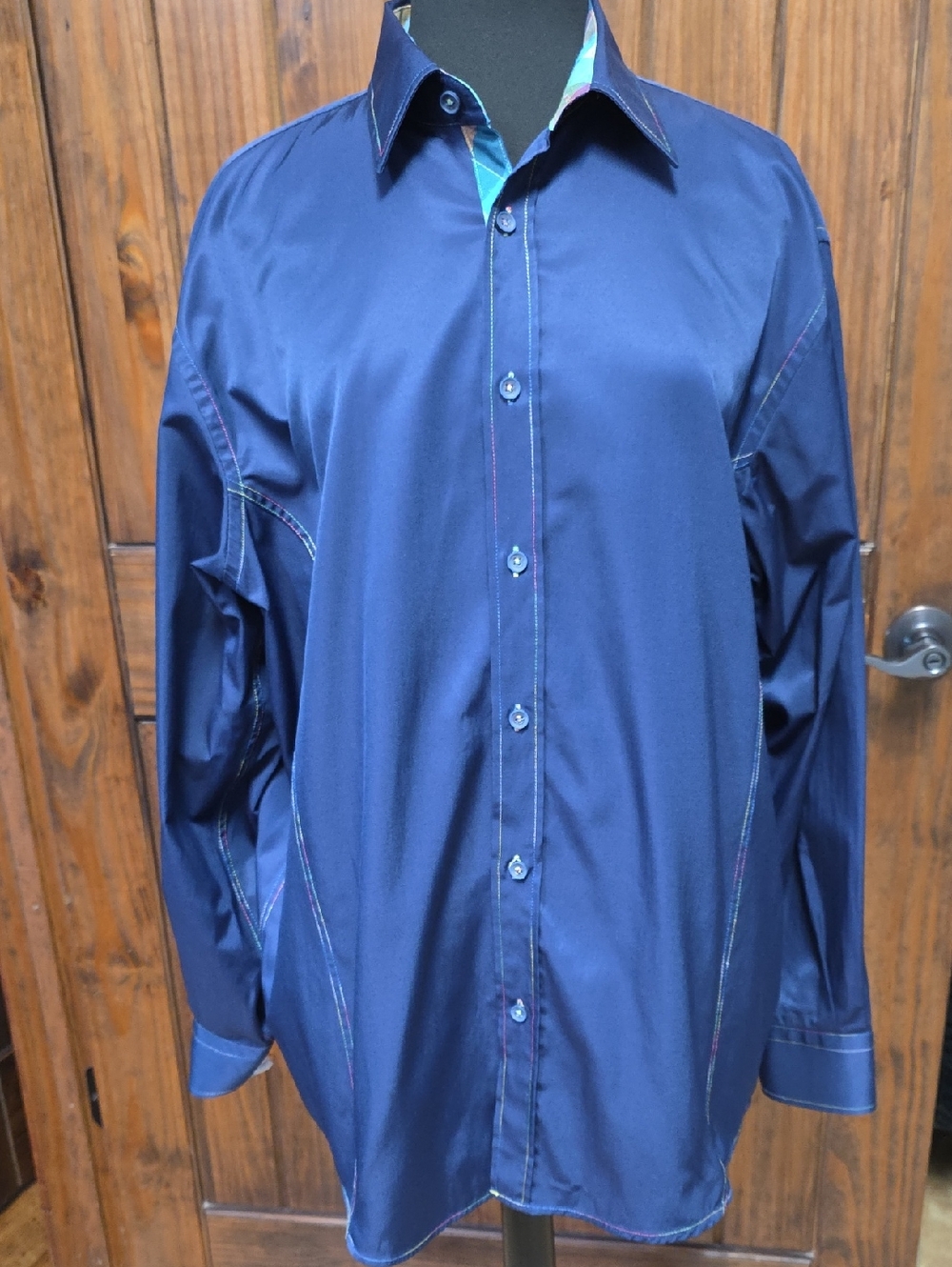 Mizumi Men's Navy Blue Button-Down Shirt - Size XL